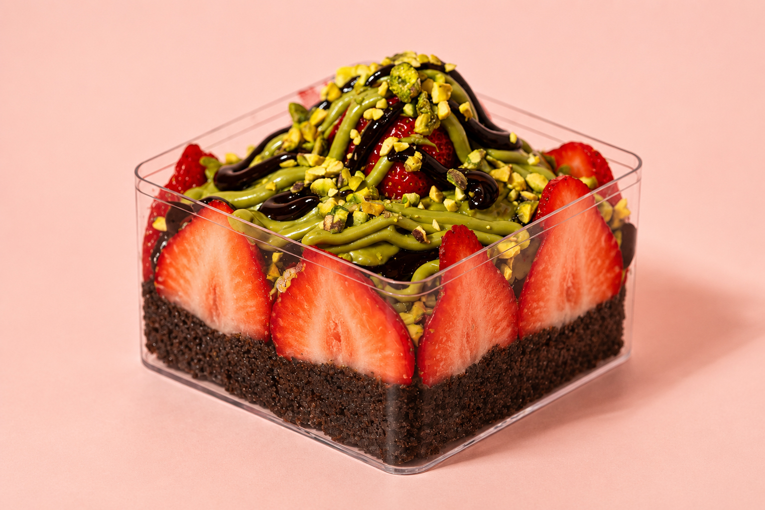 Dubai Chocolate Cake with Strawberry